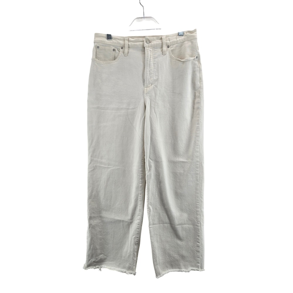 Madewell The Perfect Vintage Wide-Leg Crop Jeans Cream White 31 Tall HIgh Risel